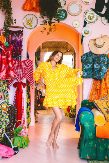 Mini Ruffle Power Pareo | Medium Weight Polka Dot Coniglio Palm Beach