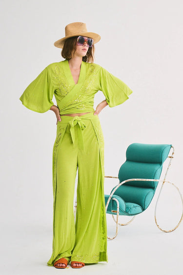 Miraflores Wrap Top | Linen Jersey Coniglio Palm Beach