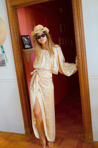 Sloane Wrap Around Slit Midi Skirt | Silk Charmeuse Coniglio Palm Beach