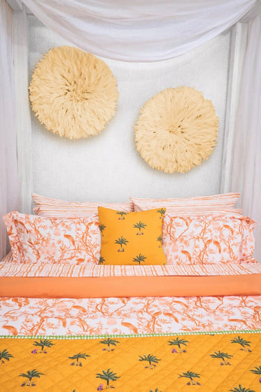 Queen Duvet + Sham Set | Cotton Percale Coniglio Palm Beach