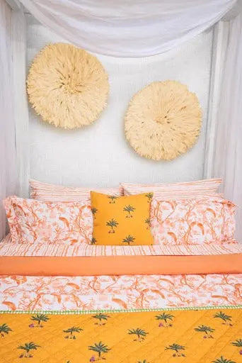 King Duvet + Sham Set | Cotton Percale Coniglio Palm Beach