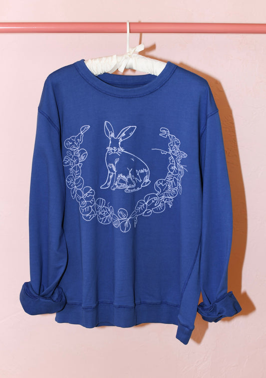 Embroidered Bunny Pullover | Cotton Terry