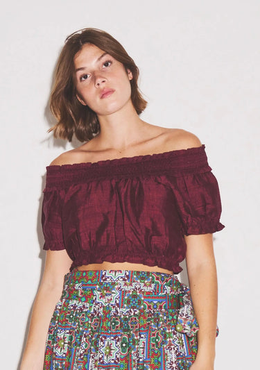 Laurie Crop Top | Silk Dupioni Coniglio Palm Beach