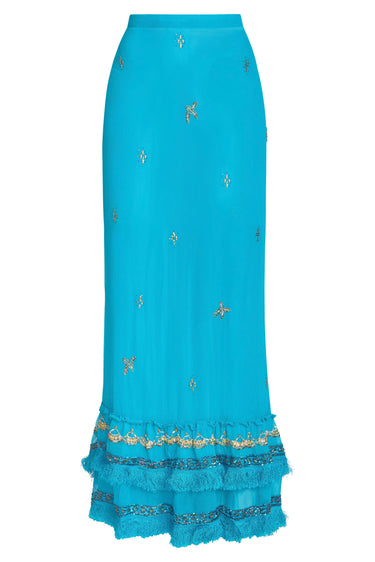 Cinch Back Midi Skirt | Embellished Chiffon Coniglio Palm Beach