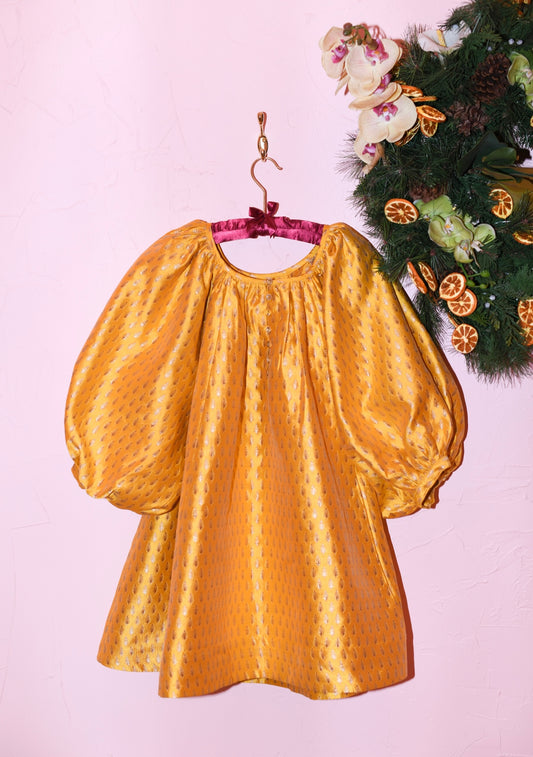 Shirred Half Placket Mini Dress | Brocade