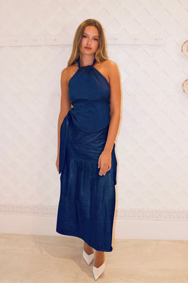 Monterey Shirred Wrap Midi Skirt | Silk Dupioni
