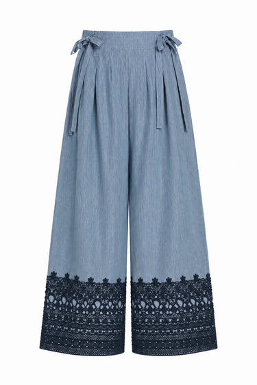 Banyan Pleated Snap Pant w/ Lace | Railroad Denim