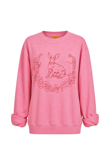 Embroidered Bunny Pullover | Cotton Terry