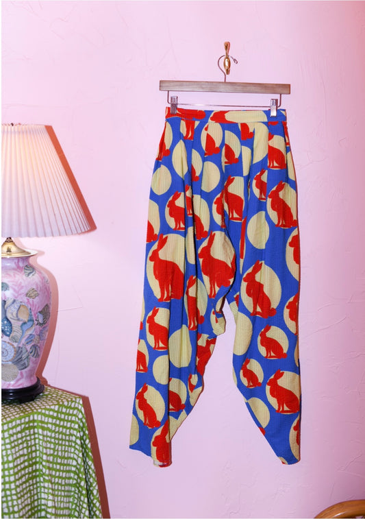 Adjustable Waist Harem Pant | Cotton Seersucker