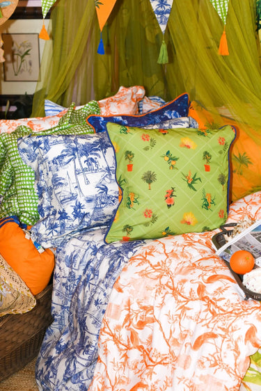 King Duvet + Sham Set | Cotton Percale Coniglio Palm Beach