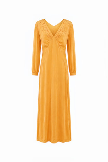 1940s Long Sleeve Dress w/ Hand Embroidery | Eveliina Vintage