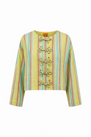 Eve Jacket w/ Frogs | Medium Weight Bold Stripe