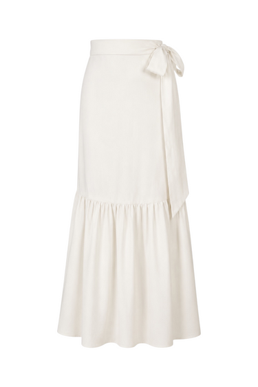 Monterey Shirred Wrap Midi Skirt | Silk Dupioni