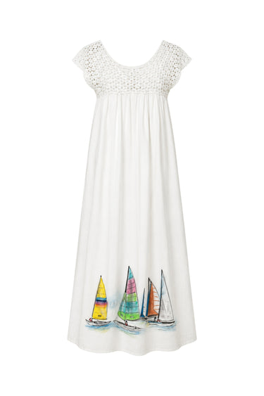 I'd Rather Be Sailing Maxi Dress | Vintage Linen Airbrush