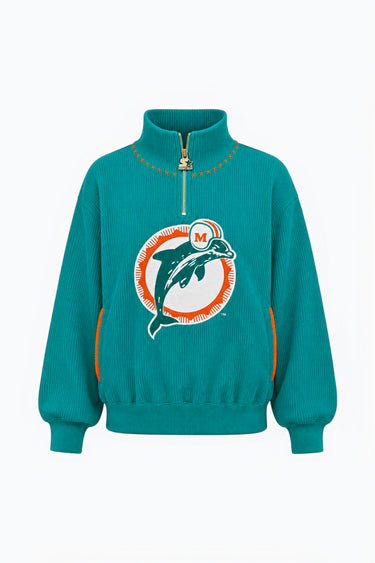 Miami Dolphins Waffle Quarter Zip | Cotton Jersey