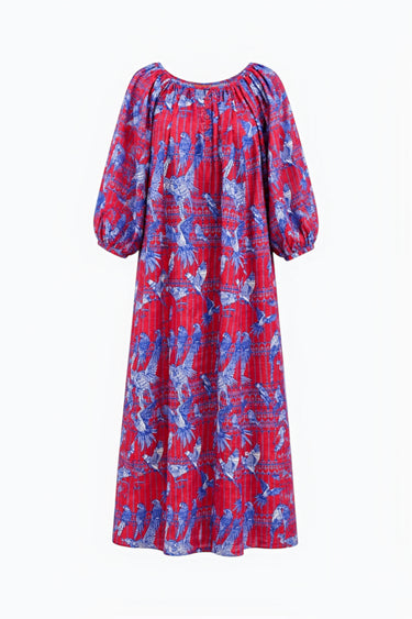 Shirred Half Placket Maxi Dress | Silk Dupioni