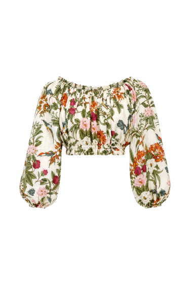 Long Sleeve Laurie Crop Top | Silk Dupioni