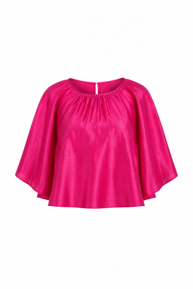Cricket Flutter Sleeve Top | Silk Dupioni