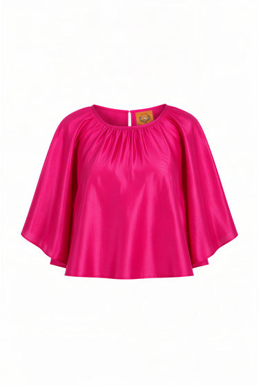 Cricket Flutter Sleeve Top | Silk Dupioni