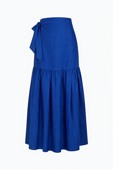 Monterey Shirred Wrap Midi Skirt | Silk Dupioni