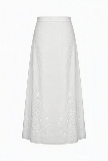 Monroe Adjustable Bustle Maxi Skirt | Cotton Poplin - WHITE Coniglio Palm Beach