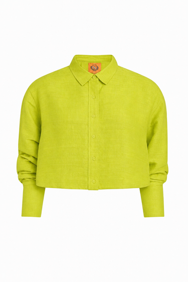 Cropped Classic Button Down | Silk Dupioni - CHARTREUSE Coniglio Palm Beach