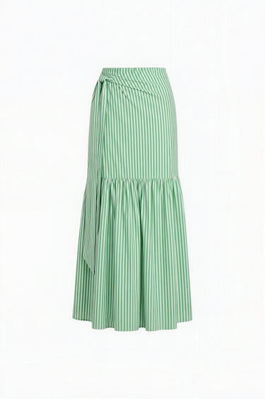 Monterey Shirred Wrap Midi Skirt | Cotton Yarn Dye