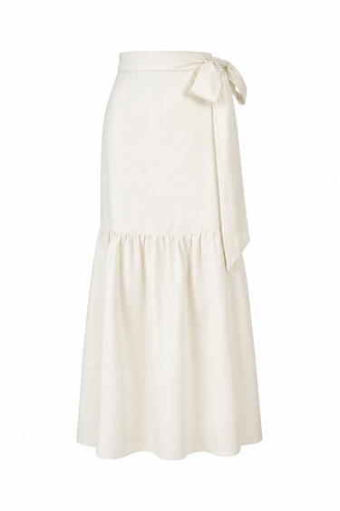 Monterey Shirred Wrap Midi Skirt | Silk Dupioni