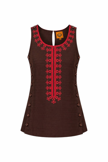Palmo Tunic w/ Embroidery | Silk Dupioni