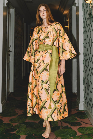 Fran Belted Midi Dress w/ Combo Sash | Silk Dupioni