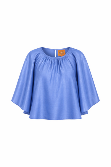 Cricket Flutter Sleeve Top | Silk Dupioni