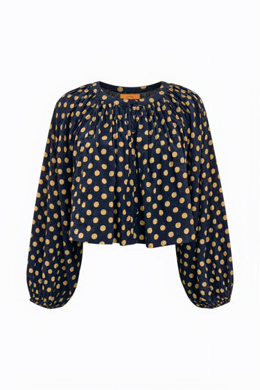 Cropped Royal Blouse | Swiss Dot