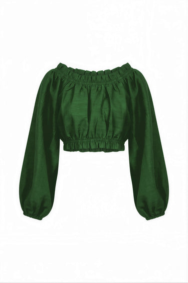 Long Sleeve Laurie Crop Top | Silk Dupioni