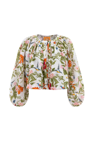 Cropped Royal Blouse | Swiss Dot