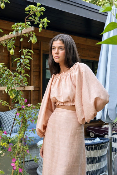 Long Sleeve Laurie Crop Top | Silk Dupioni