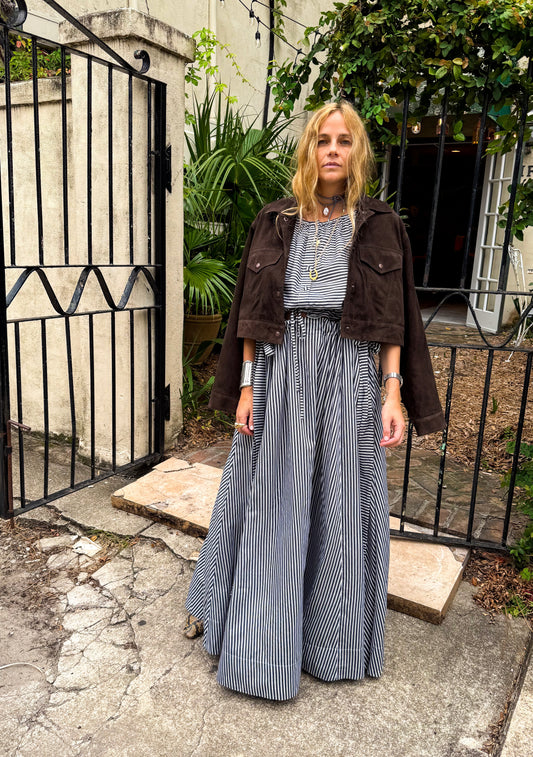 Adjustable Cara Maxi Skirt | Yarn Dyed Stripe