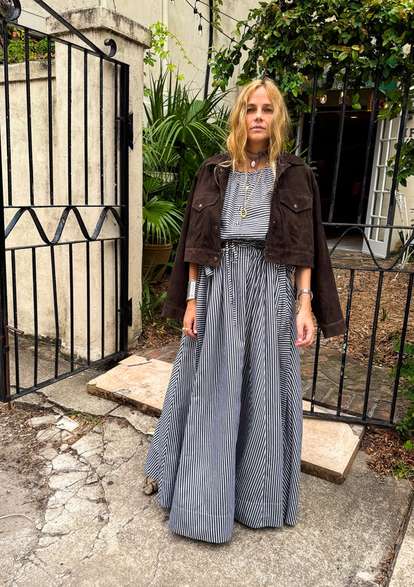 Adjustable Cara Maxi Skirt | Yarn Dyed Stripe