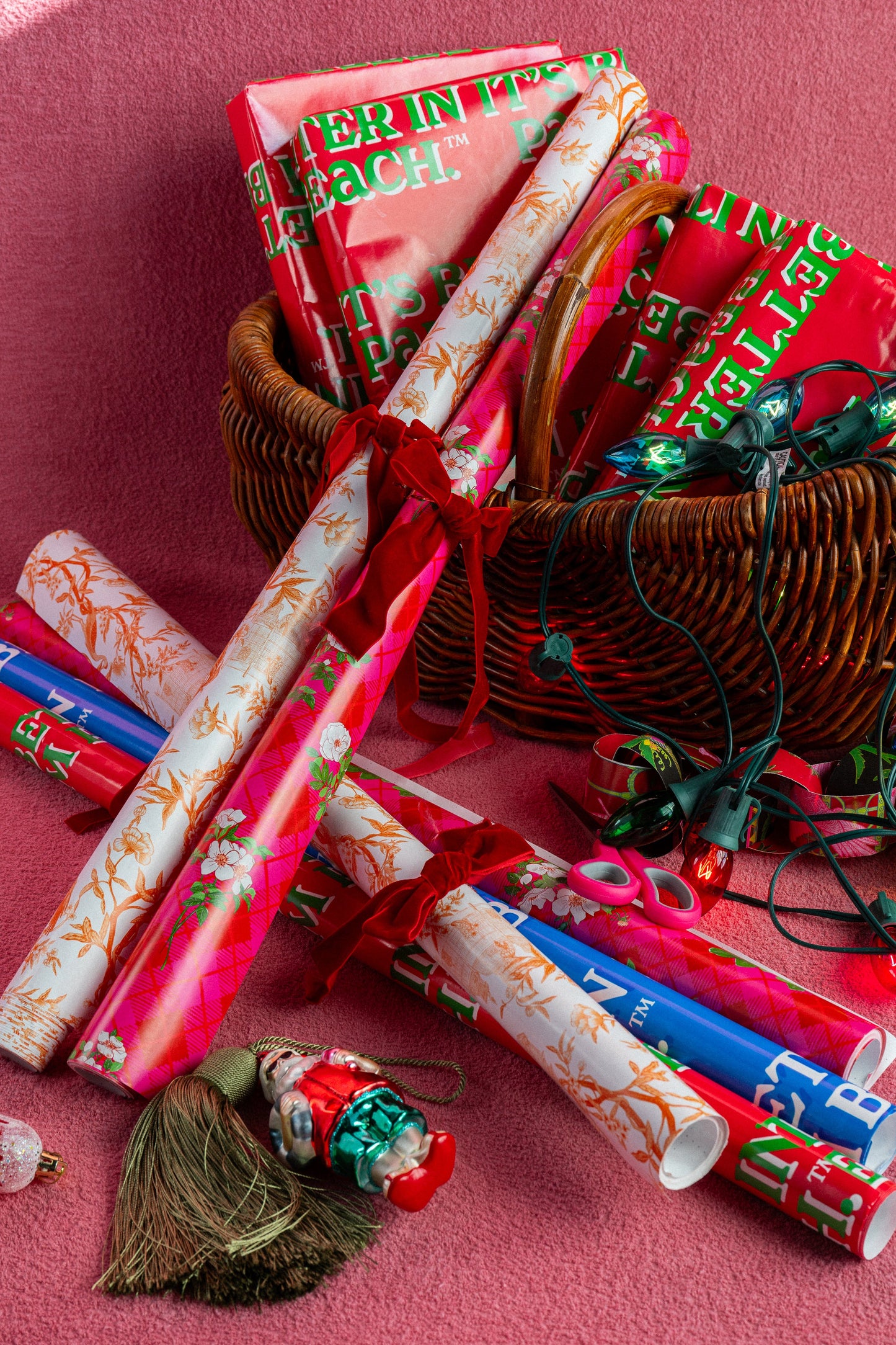 Botanical Plaid Berry Petals Gift Wrap