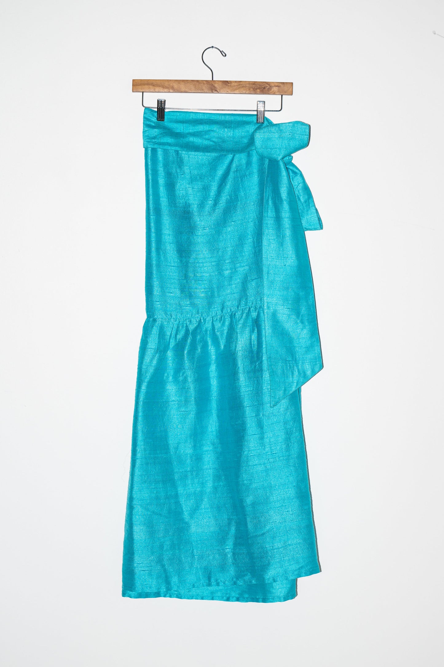 Shirred Wrap Midi Skirt | Silk Dupioni