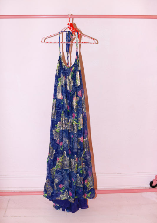 Halter Dress | Metallic Jacquard