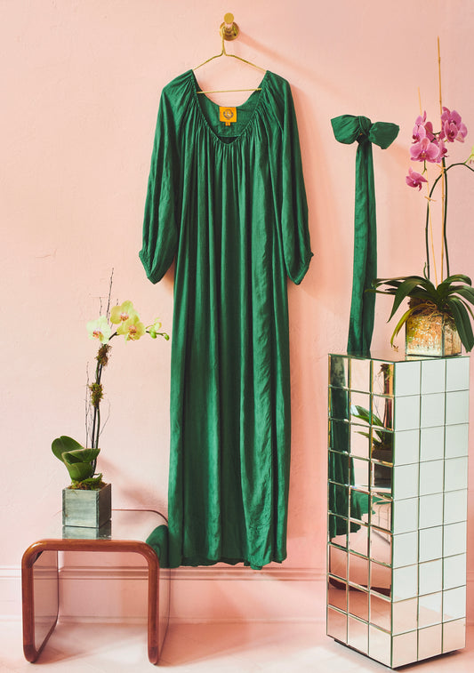 V Neck Maxi Dress | Viscose Jacquard