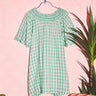 Smocked Neck Flutter Sleeve Mini Dress | Gingham Coniglio Palm Beach