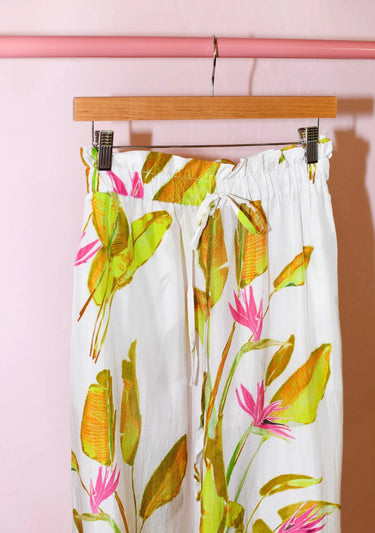 Palmer Wide Leg Pant | Silk Habotai Coniglio Palm Beach