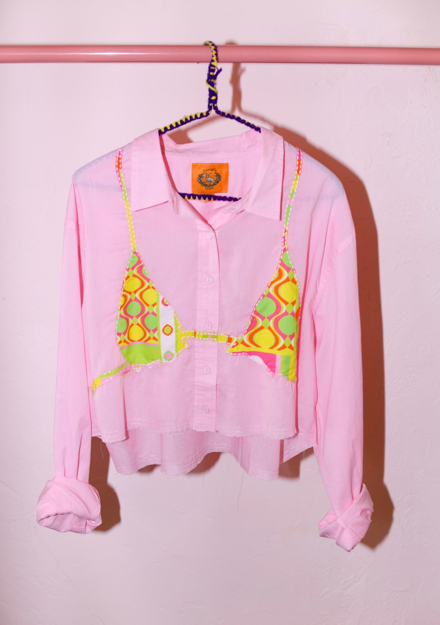 Cropped Business Casual Button Down | Embroidered Cotton Voile