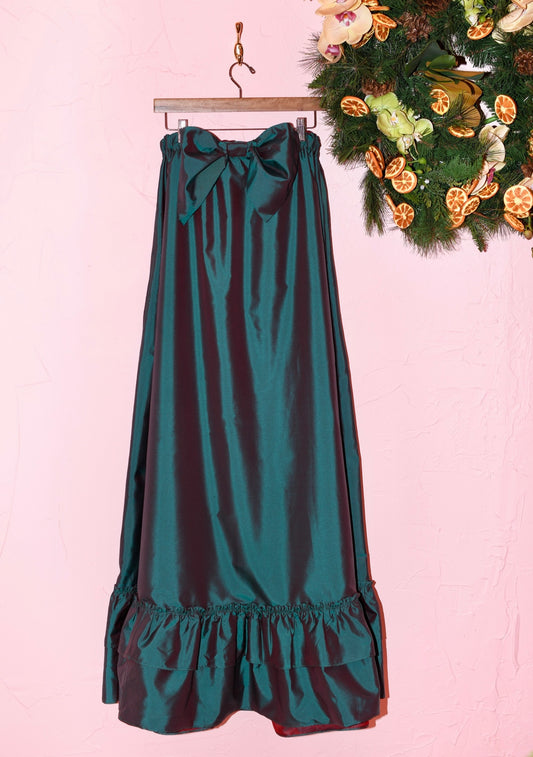 Strapless Spruce Maxi Dress | Taffeta