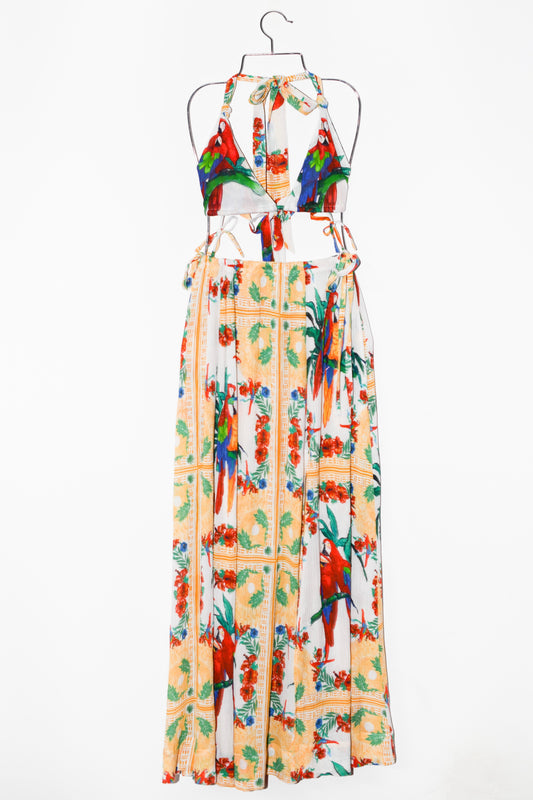 Adjustable Halter Maxi Dress | Crinkle Cotton