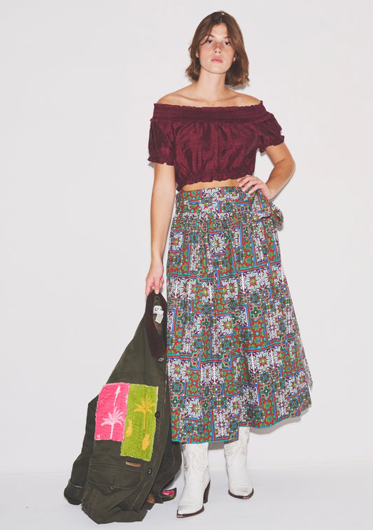 Adjustable Midi Ball Skirt | Cotton Poplin