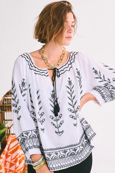 Delray Blouse | Linen Coniglio Palm Beach