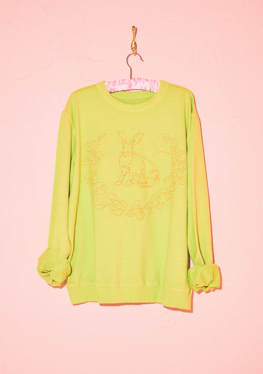 Embroidered Bunny Pullover | Cotton Terry