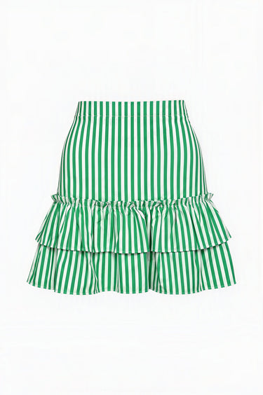 Gogo Cinch Back Mini Skirt | Yarn Dye Cotton - FERN STRIPE Coniglio Palm Beach